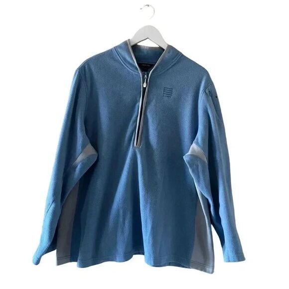 Lands’ End ¼ ZIP Fleece Blue Gray Long Sleeves Soft Cozy Unisex Jacket 3X #1308 - Picture 1 of 15